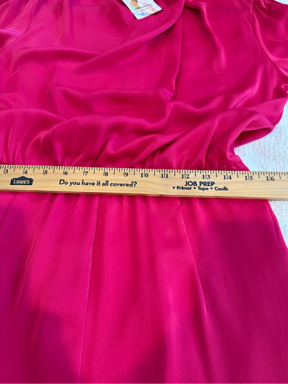Fuchsia Satin Long-Sleeve Jumpsuit with Draped Neck - Picture 11 of 16